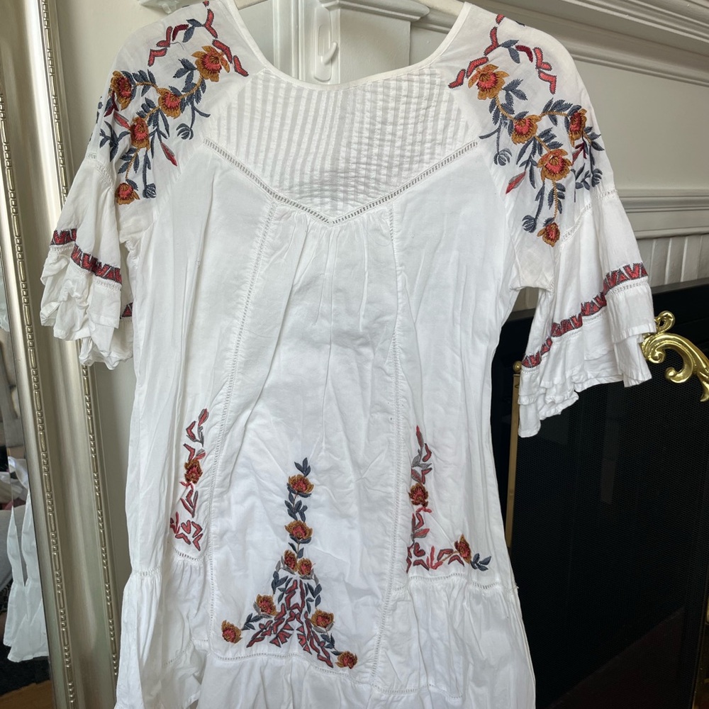 White Dress with Floral Embroidery
